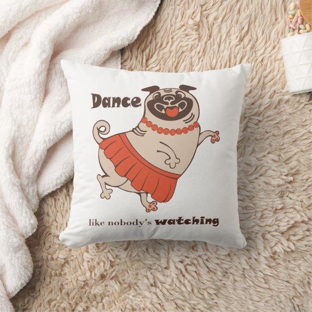 Dance som ingen tittar på Pug Girl Kudde (Filt)