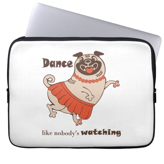 Dance som ingen tittar på Pug Girl Laptop Fodral (Framsidan)