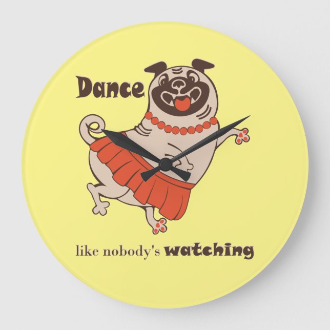 Dance som ingen tittar på Pug Girl Stor Klocka (Framsida)