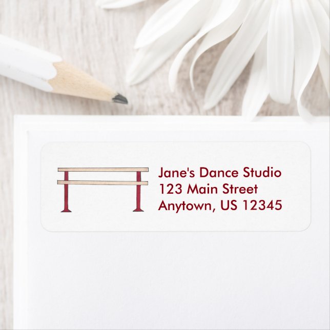 Dance Studio Class Ballet Ballerina Dancer Barre Returadress Etikett (Insitu)