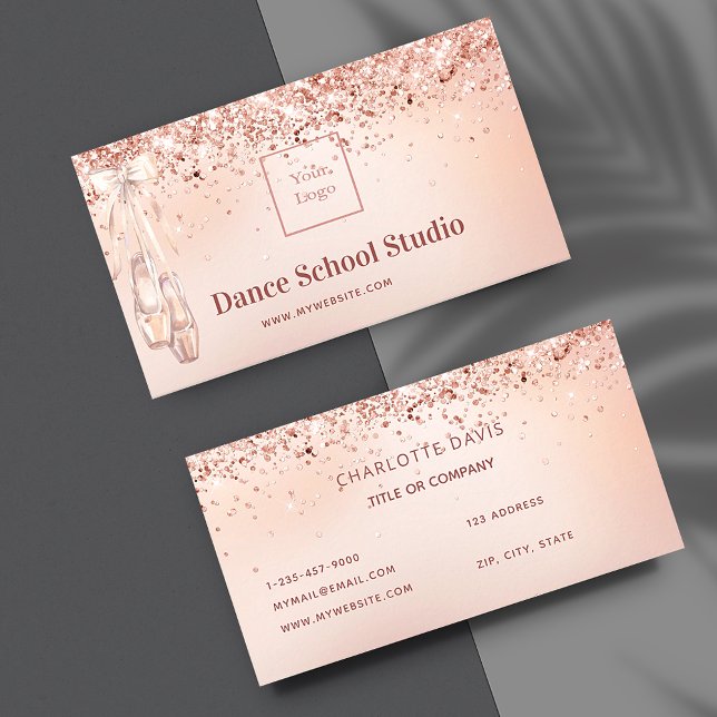 Dance studio School ro guld rosa glitter logotyp Visitkort (Skapare uppladdad)
