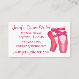 Dance Studio Teacher Rosa Ballet Pointe Toe Shoe Visitkort