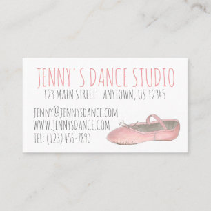 Dance Studio Teacher Rosa Ballet Shoe Ballerina Visitkort