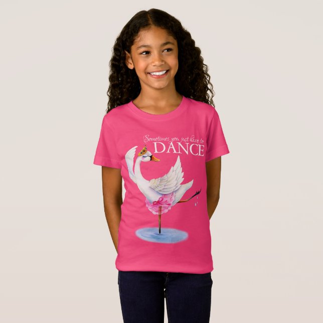 Dance svan ballerina stollig art slogan T Shirt (Hel framsida)