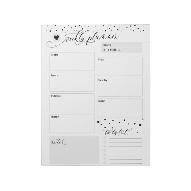 Dance Teacher Doted Weekly Planner Anteckningsblock (Roterad)
