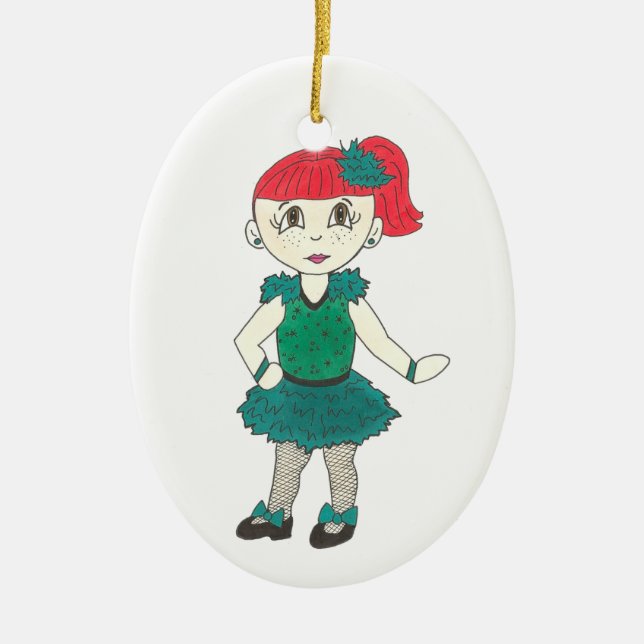 Dance Teacher Gift Grönt Tap Skäl Costume Julgransprydnad Keramik (Framsidan)