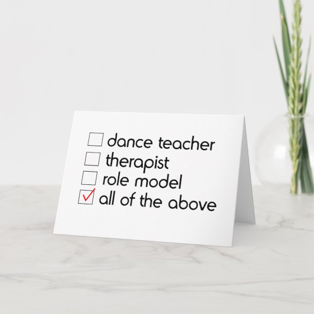 Dance Teacher Greeting Card Kort (Framsida)