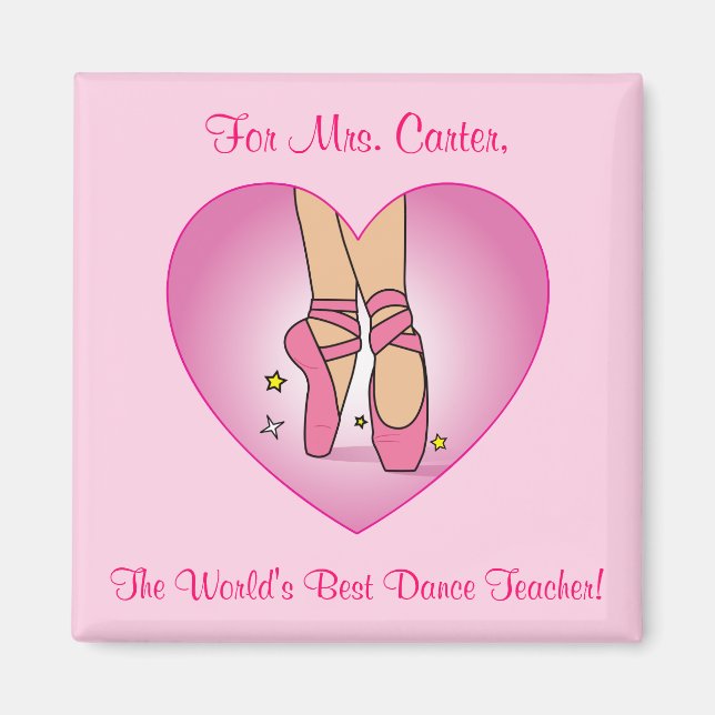 Dance Teacher Magnet med Ballet Shoes (Framsidan)