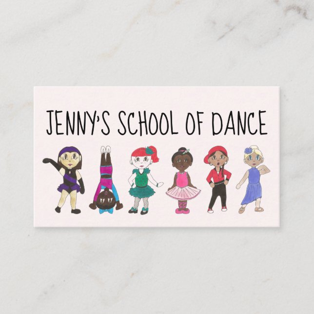 Dance Teacher School Studio Ballet Tap Jazz Acro Visitkort (Framsida)