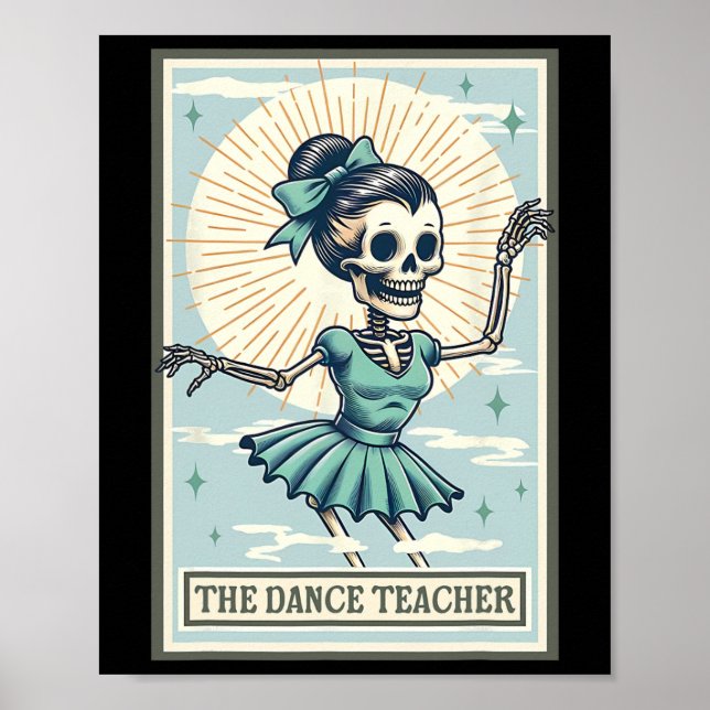 Dance Teacher Skeleton Tarot Card Dancing Boll Poster (Framsidan)