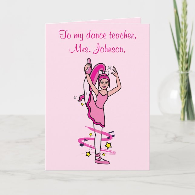 Dance Teacher Tack Anpassade Card (Framsida)
