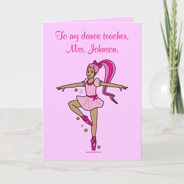 Dance Teacher Tack Anpassade Card Kort (Framsida)