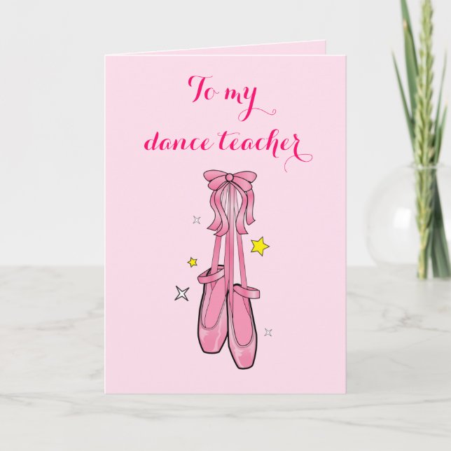 Dance Teacher Tack med Hanging Ballet Shoes Kort (Framsida)