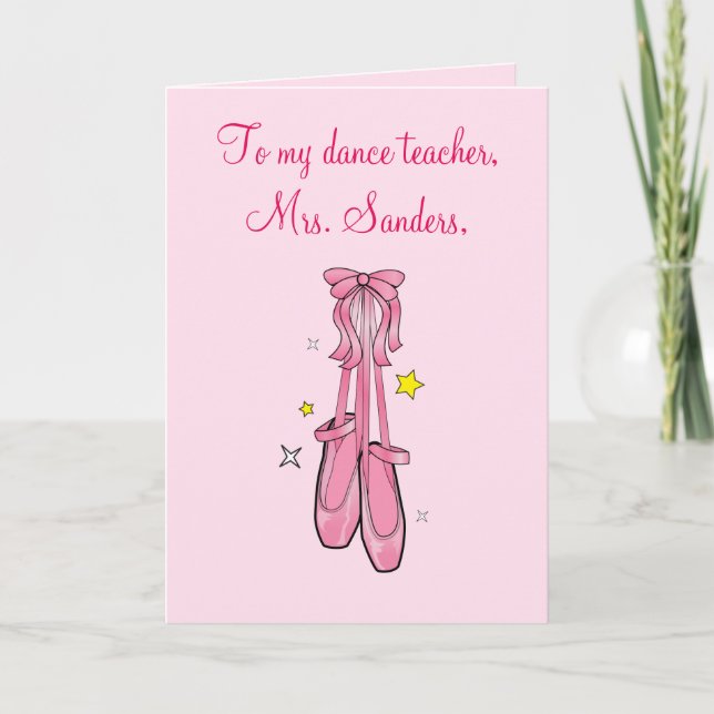 Dance Teacher Tack med Hanging Ballet Shoes Kort (Framsida)