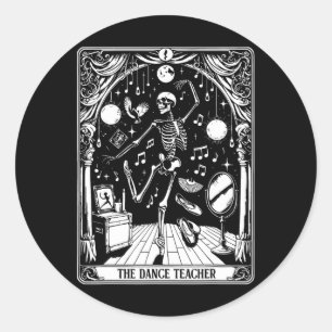 Dance Teacher Tarot Card Skeleton Dancing Ballet T Runt Klistermärke