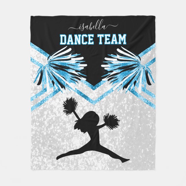 Dance Team Baby blue, Black and White Ull Blan Fleecefilt (Framsidan)