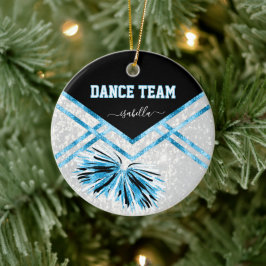 Dance Team Black, White och Baby blue Glitter Julgransprydnad Keramik