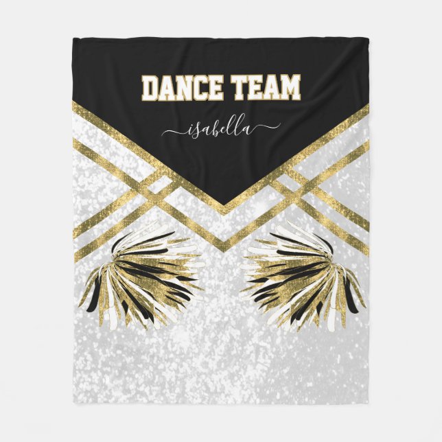 Dance Team Black, White och Guld Fleece Blanket (Framsidan)