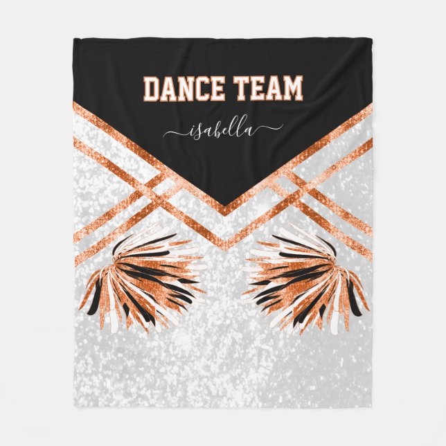 Dance Team Black, White och Orange Fleece Blanket (Framsidan)
