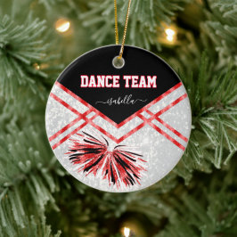 Dance Team Black, White och Red Glitter Julgransprydnad Keramik