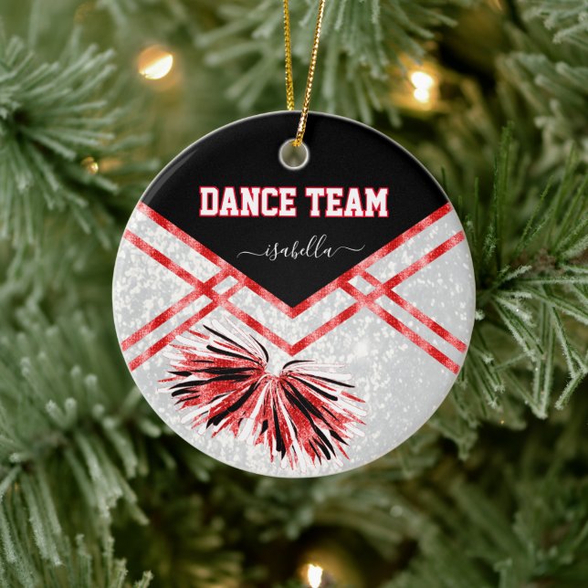 Dance Team Black, White och Red Glitter Julgransprydnad Keramik (Träd)