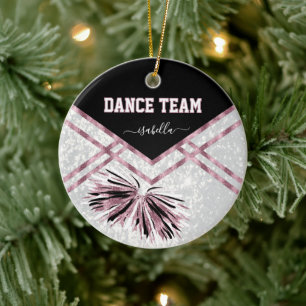 Dance Team Black, White och Rosa ros Glitter Julgransprydnad Keramik