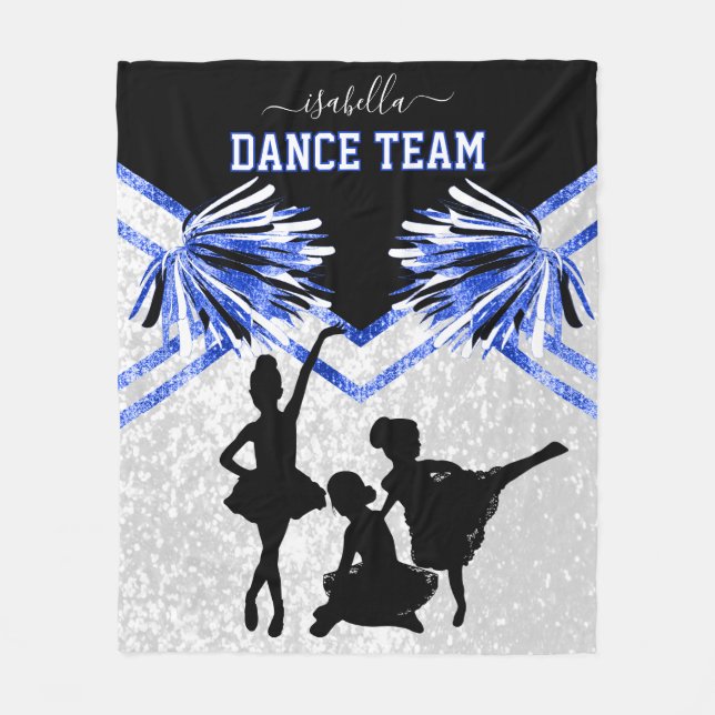 Dance Team Blue, Black and White Ull Blanke Fleecefilt (Framsidan)