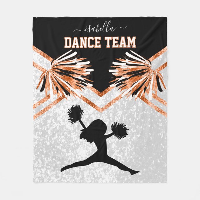 Dance Team Orange, Black and White Ull Blanke Fleecefilt (Framsidan)