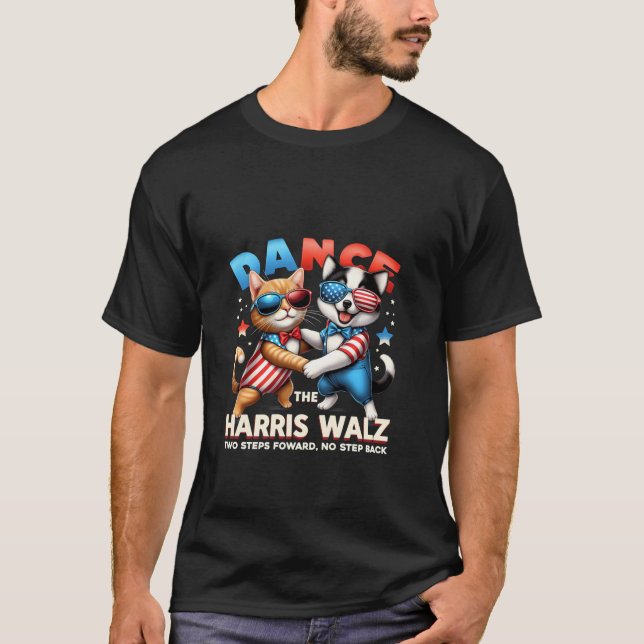 Dance the Harris Walz Funny Cat Dam Kamala Harr T Shirt (Framsida)