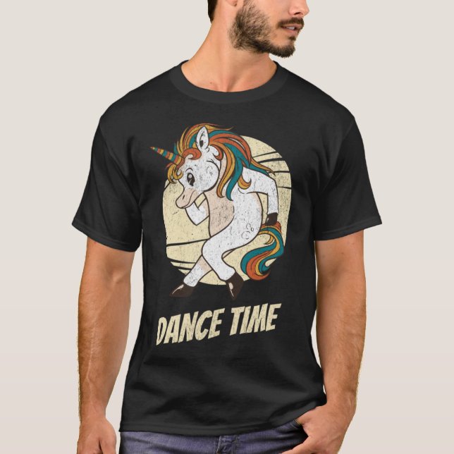 Dance Time Unicorn Magic horse Dancing Retro T Shirt (Framsida)