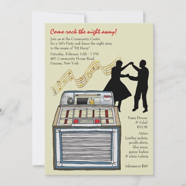 Dance to the Music Party bjudan Inbjudningar (Framsida)