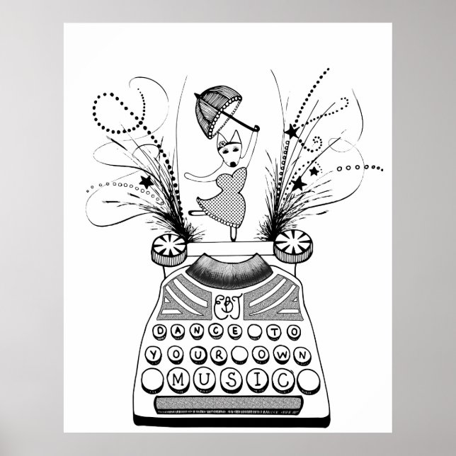 Dance to your own Music Lycklig Bull Terrier Poster (Framsidan)