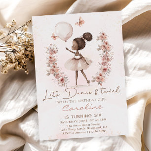 Dance & Twirl Ballerina Ballet Birthday Inbjudningar
