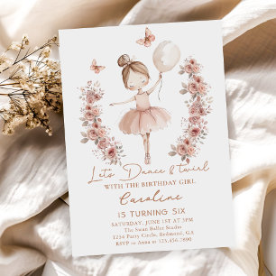 Dance & Twirl Ballerina Ballet Birthday Inbjudningar