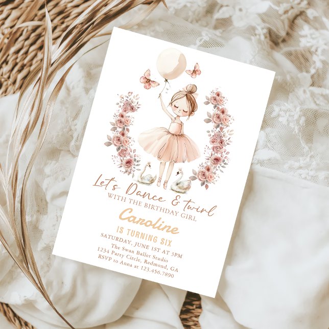 Dance & Twirl Ballerina Ballet Birthday Inbjudningar (Skapare uppladdad)