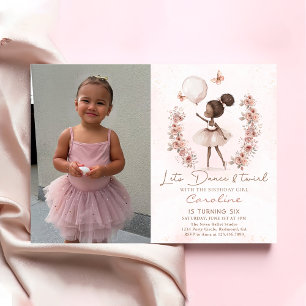 Dance & Twirl Ballerina Ballet Birthday Photo Inbjudningar