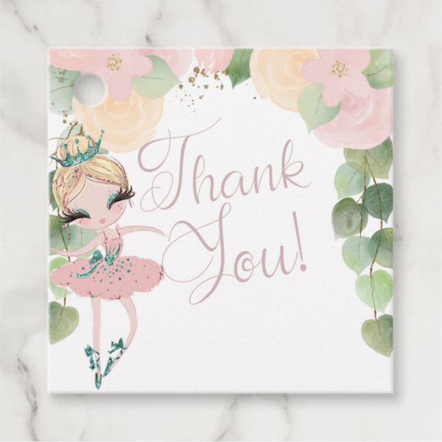 DANCE & TWIRL| BALLERINA BIRTHDAY | BLOMMIGT| FAVO GÅVOR ETIKETTER (Framsida)