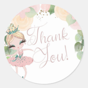 DANCE & TWIRL BALLERINA BIRTHDAY BLOMMIGT FAVO RUNT KLISTERMÄRKE