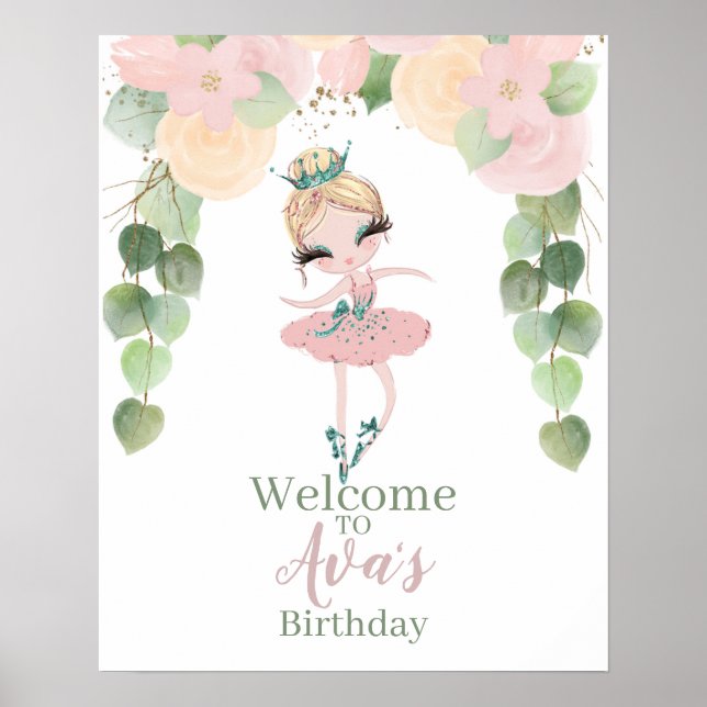 DANCE & TWIRL| BALLERINA BIRTHDAY | BLOMMIGT| POSTER (Framsidan)