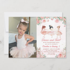 Dance & Twirl Ballerina Girl Birthday Photo Inbjudningar