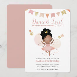 Dance & Twirl, Princess Ballerina Birthday Inbjudningar