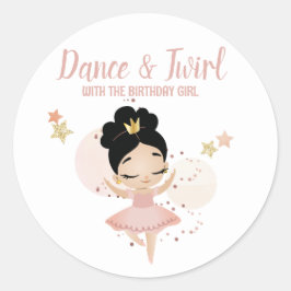 Dance & Twirl, Princess Ballerina w/Tiara Birthday Runt Klistermärke