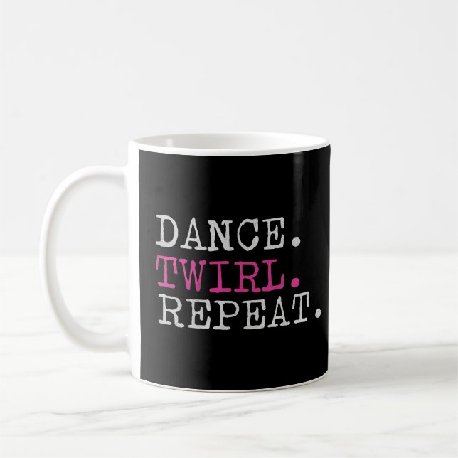 Dance Twirl Repeat Baton Twirler Gymnastic Kaffemugg (Vänster)