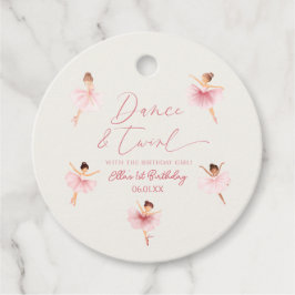 Dance & Twirl Rosa Ballerina Ballet Födelsedagsfes Gåvor Etiketter