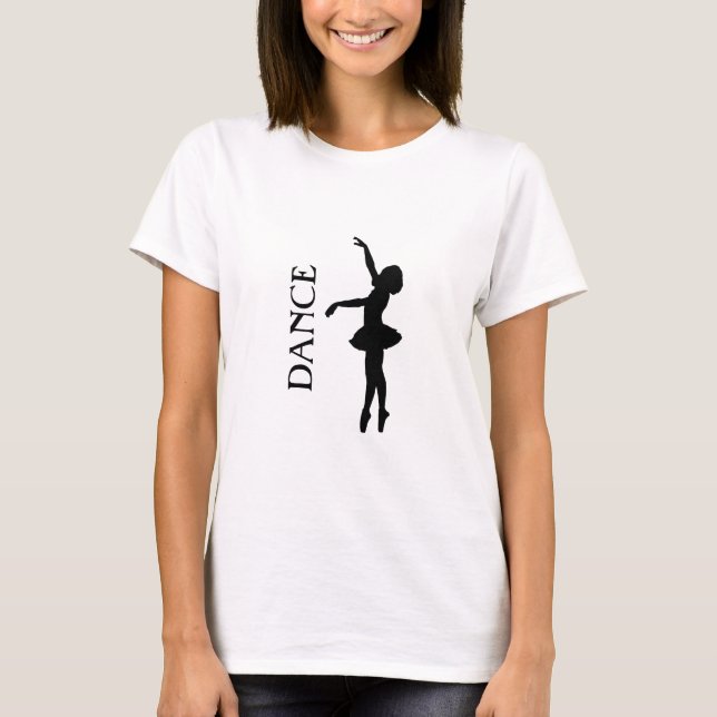 Dance Typography with Ballerina Silhouette T-shirt (Framsida)