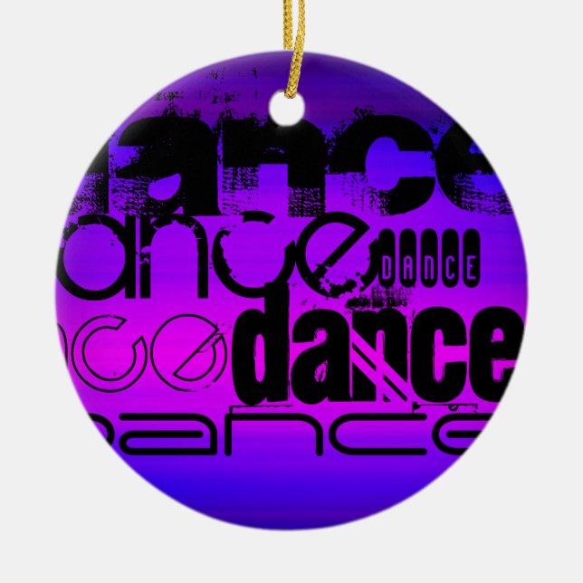 Dance; Vibrant Violet Blue och Magenta Julgransprydnad Keramik (Framsidan)