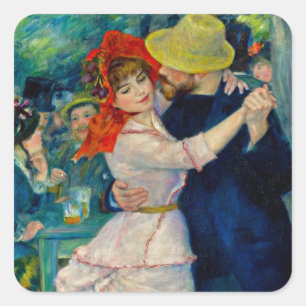 Dance vid Bougival Pierre Renoir Fyrkantigt Klistermärke
