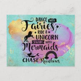 Dance with Älvors Ride a Unicorn Vykort