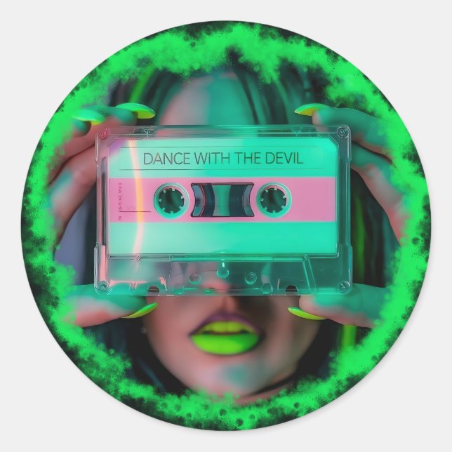 dance with the devil runt klistermärke (Framsida)