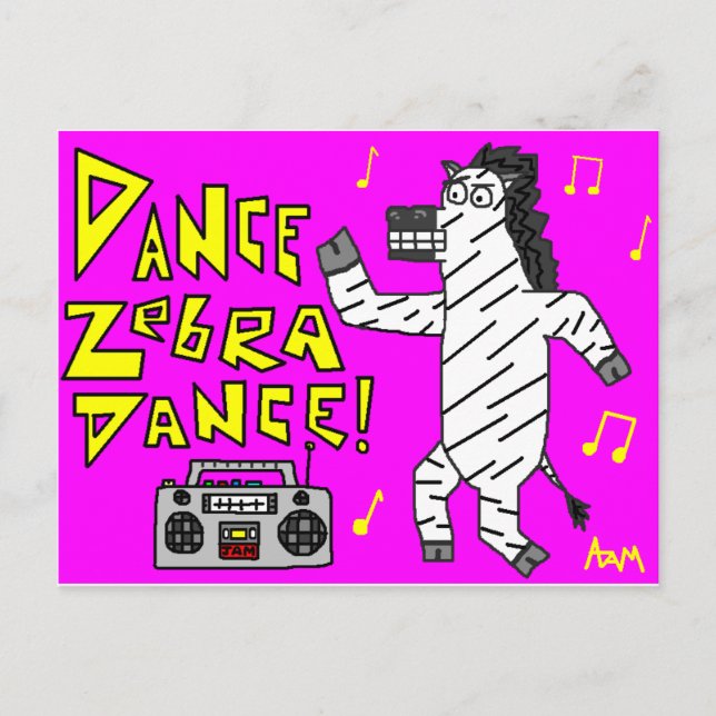 Dance Zebra Dance! Vykort (Framsida)